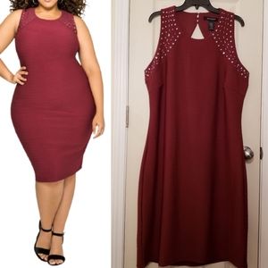New Ashley Stewart Open Back Studded Bandage Dress
